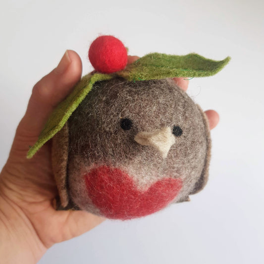 Fat Robin Felted Bauble