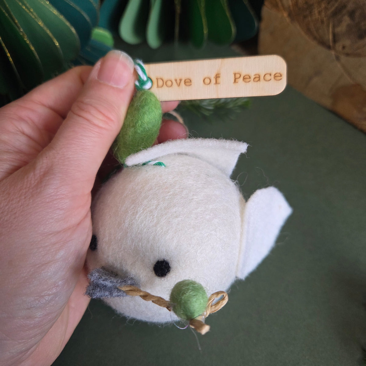 Dove of Peace felted bauble
