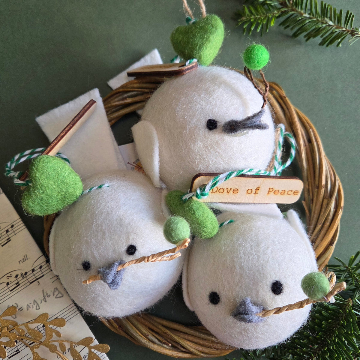 Dove of Peace felted bauble