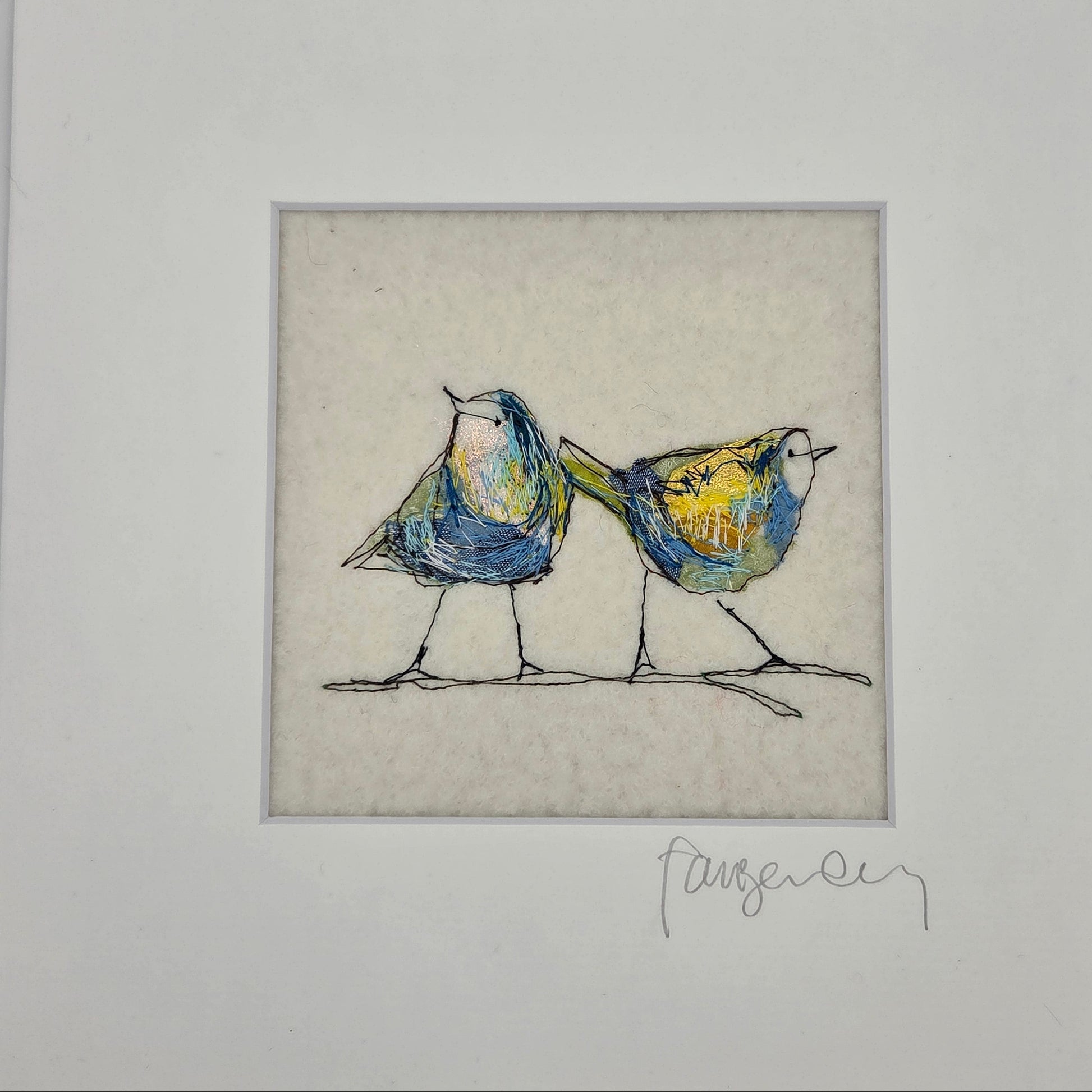 EMBROIDERY BLUE BIRDS FREE MOTION